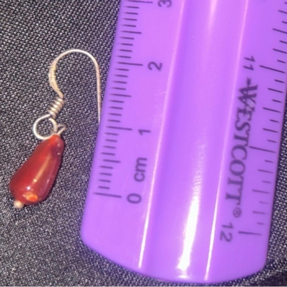 Vintage Carnelian Dangle Earrings Sterling Silver Teardrop Boho Jewelry Artisan - Picture 3 of 9